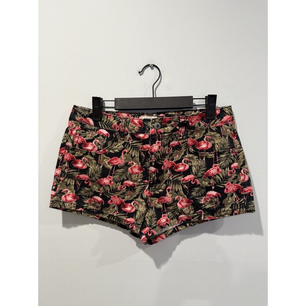 Forever 21 Premium Denim Shorts Womens 30" Flamingo Travel Vacation 100% Cotton